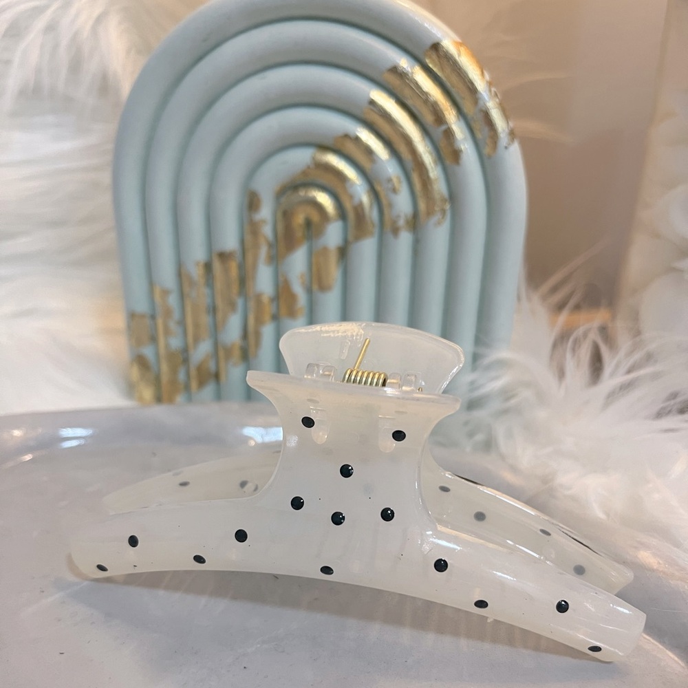 Polka Dot Hair Claw- White and Black